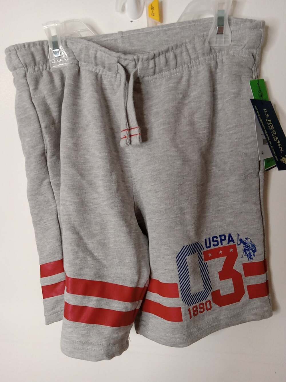 U.S. Polo Assn Boys Large Shorts with Hem Print Color Grey Athleisure,Summer NEW